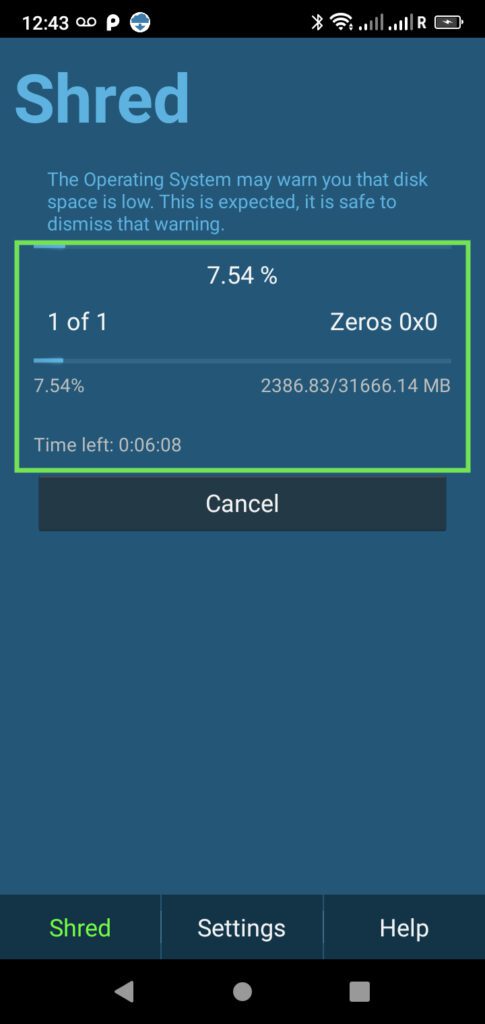 Shredit Wipe Android Phone - Monitor your Progress