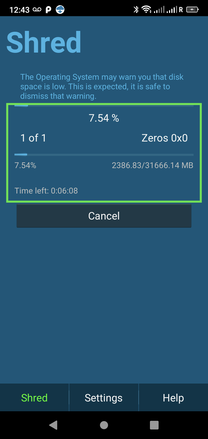 Shredit Wipe Android Phone - Monitor your Progress