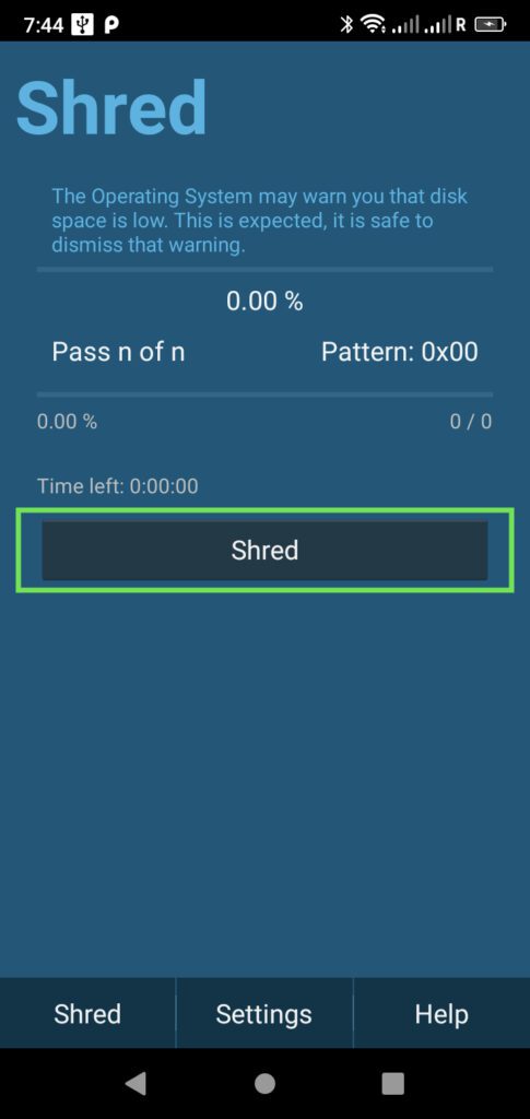 Shredit Wipe Android Phone - Start Wiping
