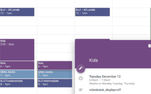 Video Kiosk Google Calendar Command Example